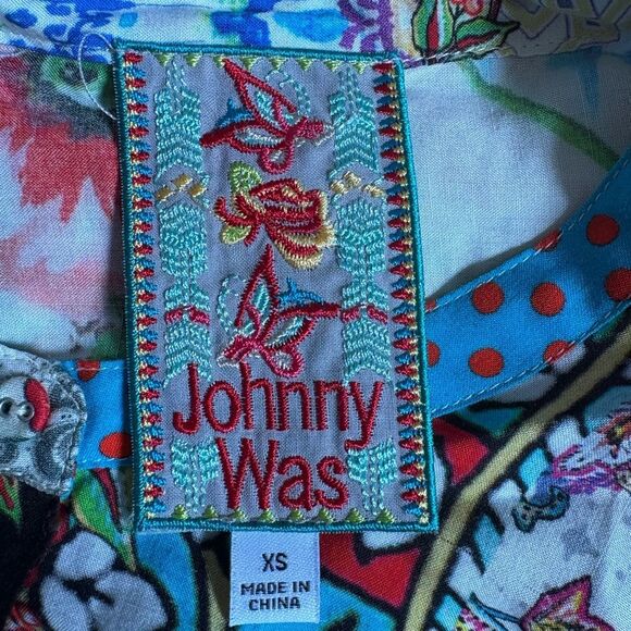 Johnny Was Multicolor Floral and Geometric Top - Picture 3 of 4